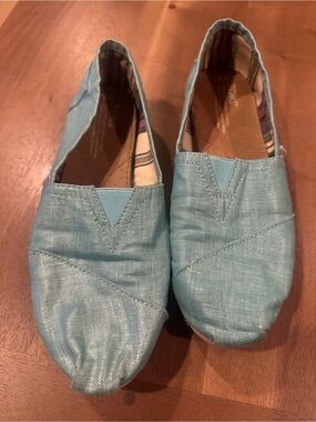 Toms turquoise Canvas Slip-On Flats